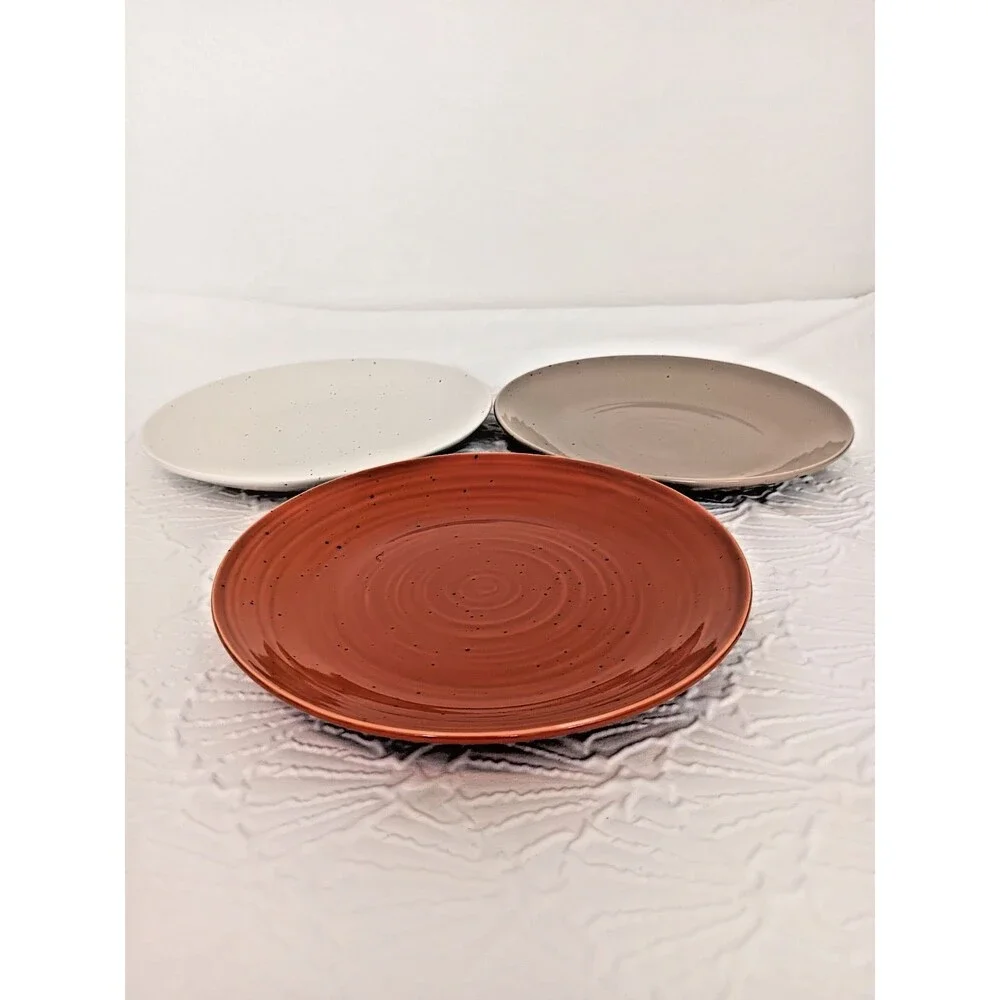 Sango Siterra Artist’s Blend Salad Plates Set of 3 Stoneware Speckled 9 in.
